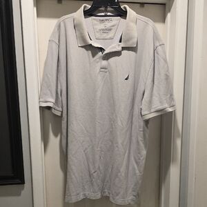 Nautica Men’s Pale Gray Classic Polo with Embroidered Logo